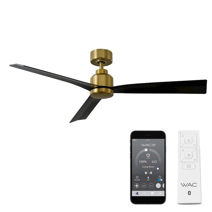 WAC Lighting Clean 3 Blade Smart Ceiling Fan, Brass Black/Black - F-003-SB-MB