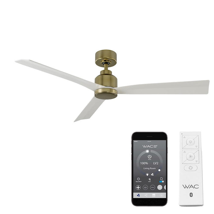 WAC Lighting Clean 3 Blade Smart Ceiling Fan, Brass White/White - F-003-SB-MW