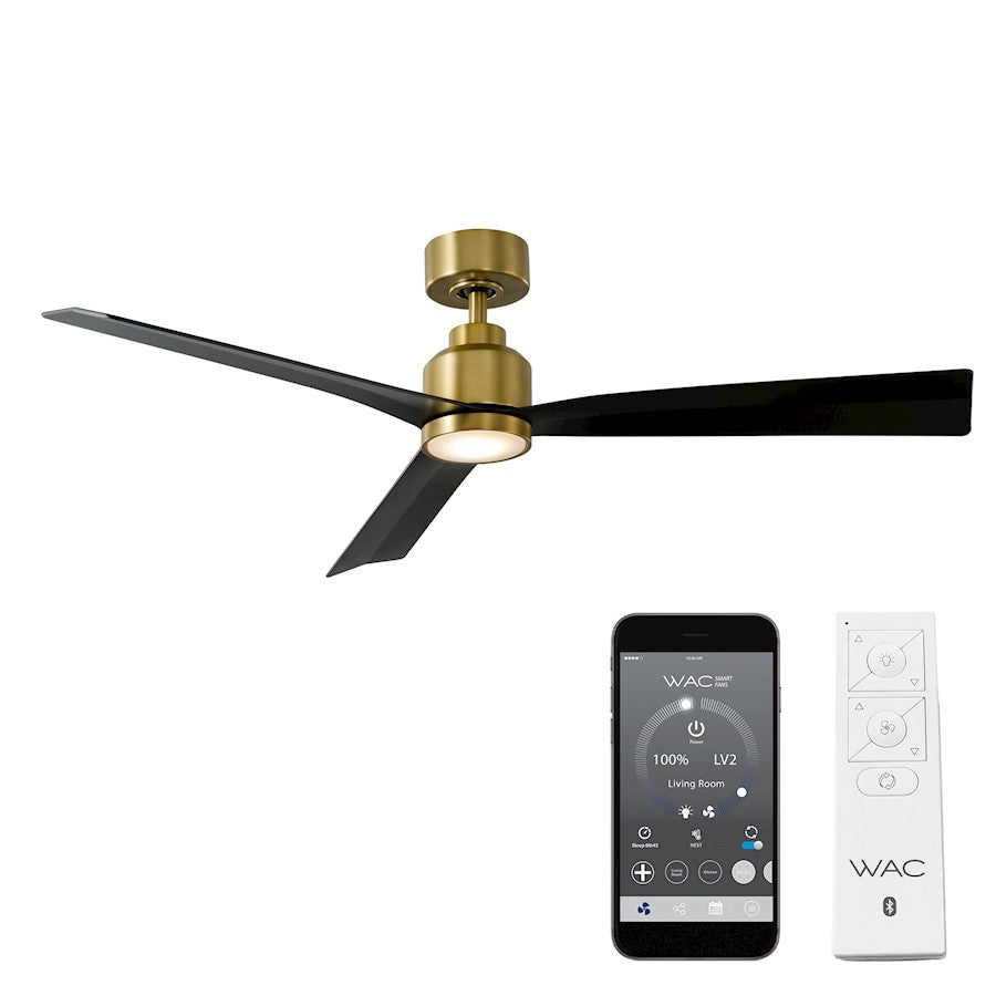 WAC Lighting Clean 3 Blade LED Ceiling Fan, Brass Black/Black - F-003L-SB-MB