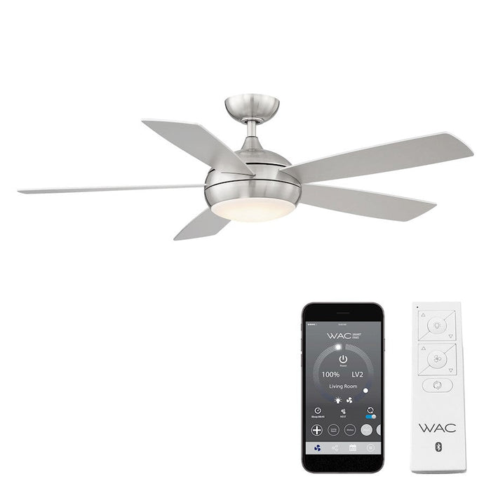 WAC Lighting Odyssey 5 Blade Smart Ceiling Fan, Nickel/ Nickel - F-005L-BN