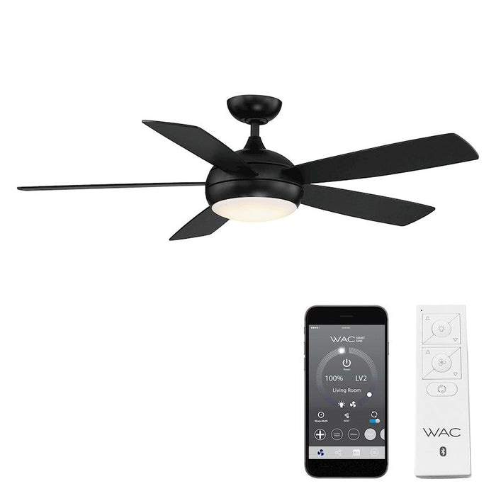 WAC Lighting Odyssey 5 Blade Smart Ceiling Fan, Black/Black - F-005L-MB