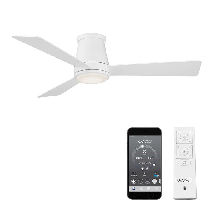 WAC Lighting Hug 3 Blade 52" Flush Mount Ceiling Fan, White/White - F-037L-MW