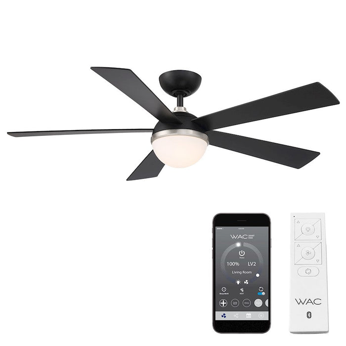 WAC Lighting Eclipse 5 Blade LED Ceiling Fan, Nickel Black/Black - F-053L-BN-MB