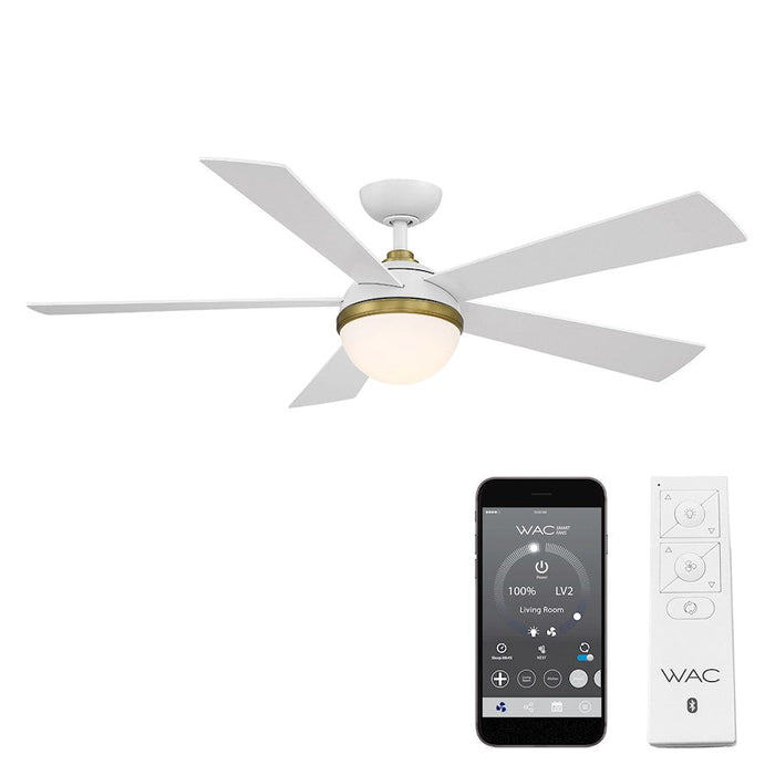 WAC Lighting Eclipse 5 Blade LED Ceiling Fan, Brass White/White - F-053L-SB-MW