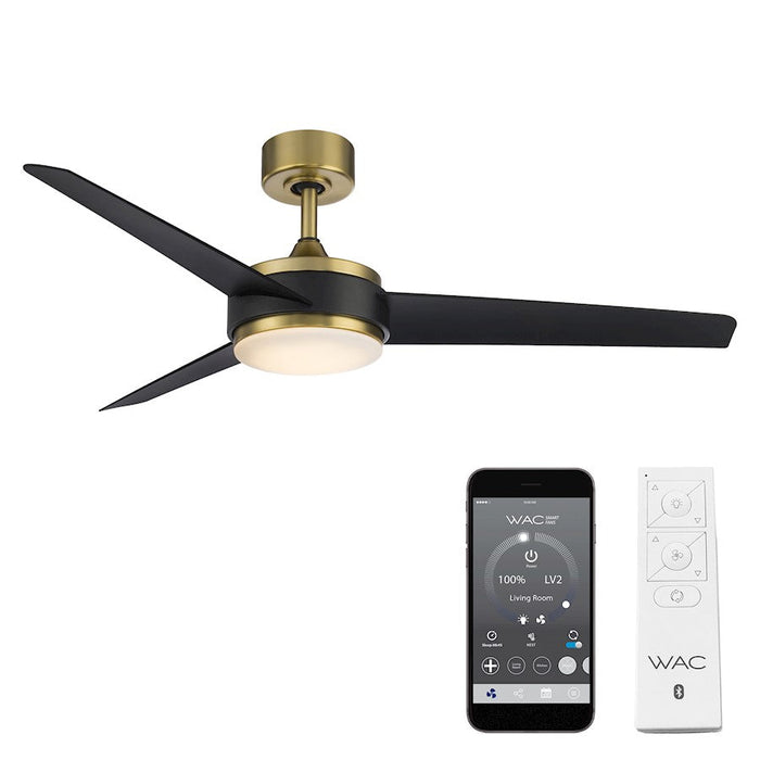 WAC Lighting Mod 3 Blade Smart Ceiling Fan, Brass Black/Black - F-054L-SB-MB