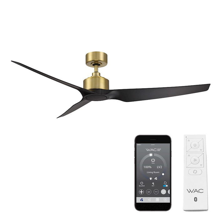 WAC Lighting Stella 3 Blade Smart Ceiling Fan, Brass Black/Black - F-056-SB-MB