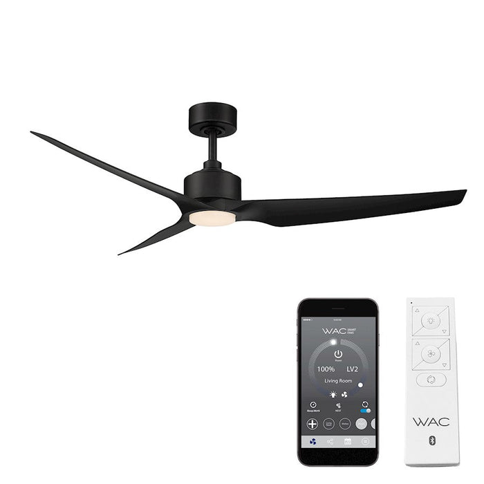 WAC Lighting Stella 3 Blade LED Smart Ceiling Fan, Black/Black - F-056L-MB