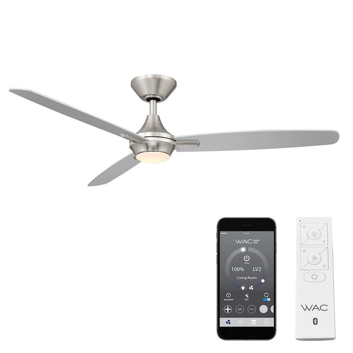 WAC Lighting Blitzen 3 Blade LED Smart Ceiling Fan, Nickel/Nickel - F-060L-BN