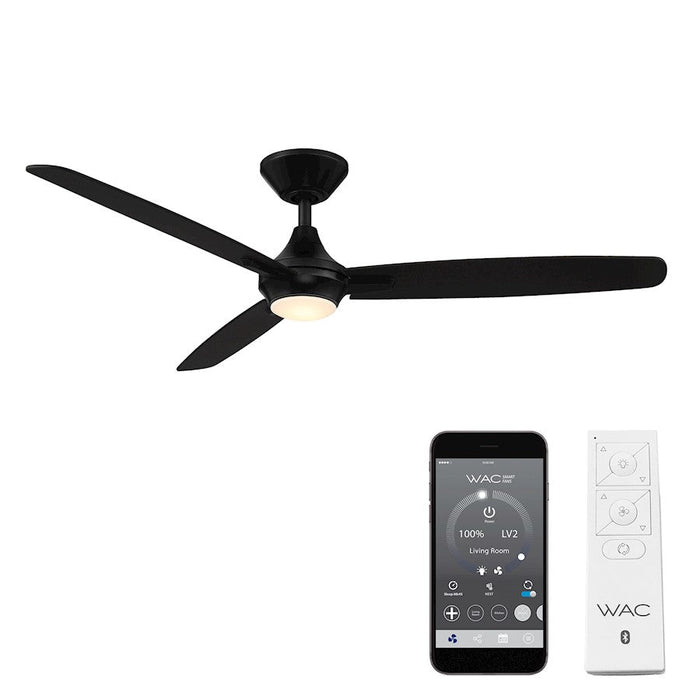 WAC Lighting Blitzen 3 Blade LED Smart Ceiling Fan, Black/Black - F-060L-MB