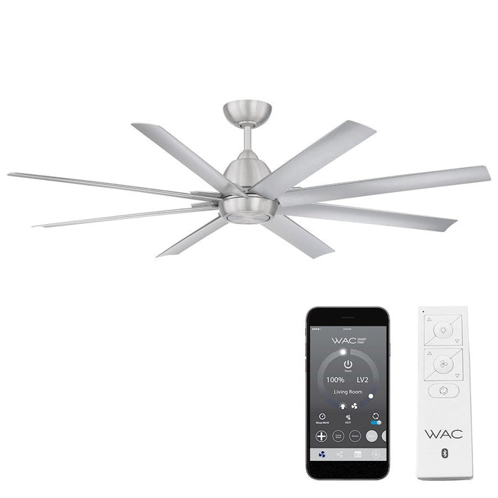 WAC Lighting Mocha XL 8 Blade Smart Ceiling Fan, Brushed Aluminum - F-064-BA