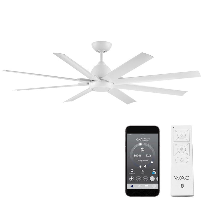 WAC Lighting Mocha XL 8 Blade Smart Ceiling Fan, White/White - F-064-MW