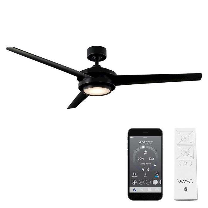 WAC Lighting Geos 3 Blade Smart Ceiling Fan, Black/Black - F-068L-MB