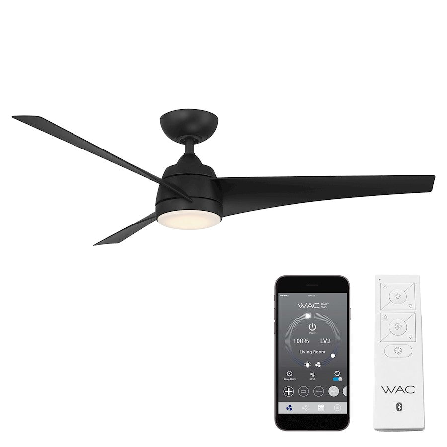 WAC Lighting Sonoma 3 Blade Smart Ceiling Fan, Black/Black - F-070L-MB