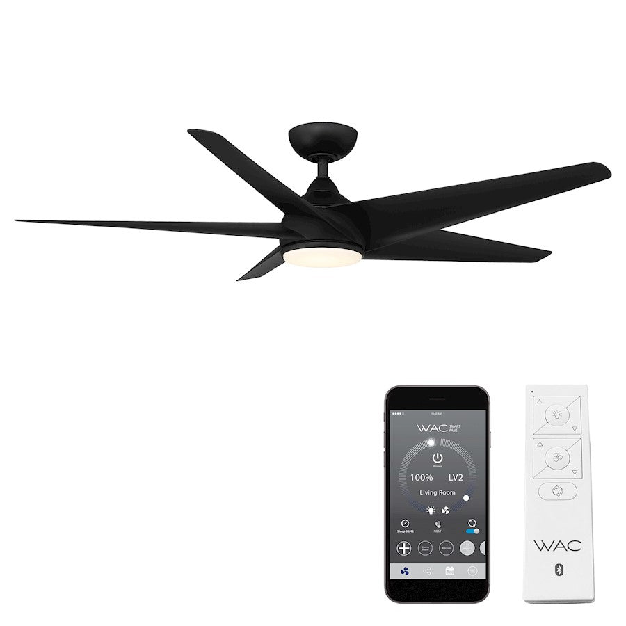 WAC Lighting Viper 5 Blade Smart Ceiling Fan, Black/Black - F-071L-MB