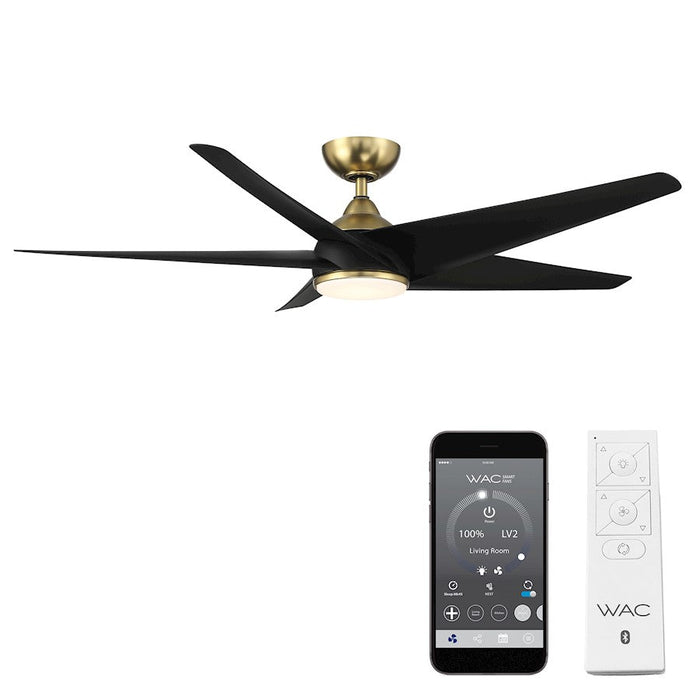 WAC Lighting Viper 5 Blade Smart Ceiling Fan, Brass Black/Black - F-071L-SB-MB