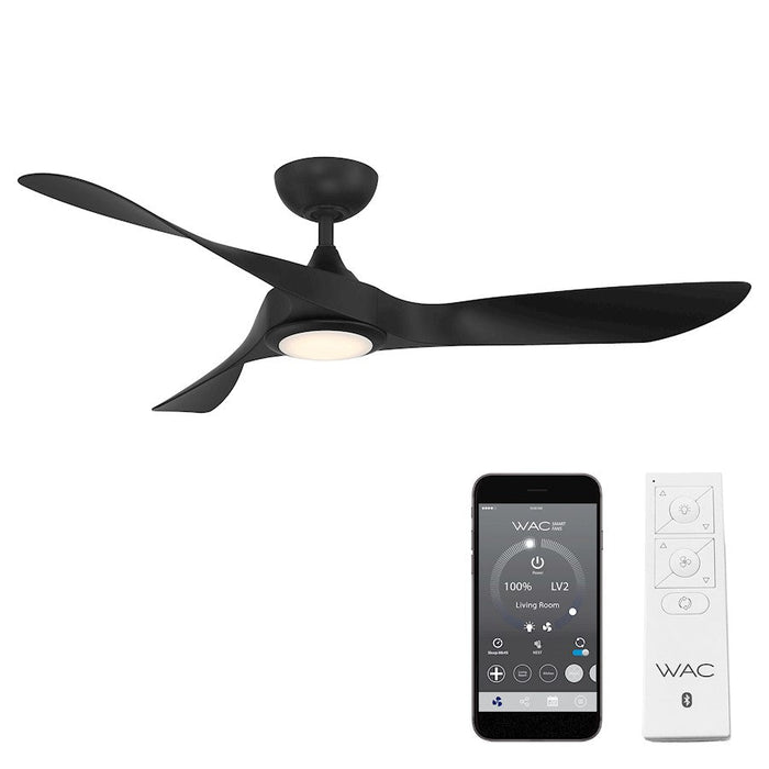 WAC Lighting Swirl 3 Blade LED Smart Ceiling Fan, Black/Black - F-074L-MB