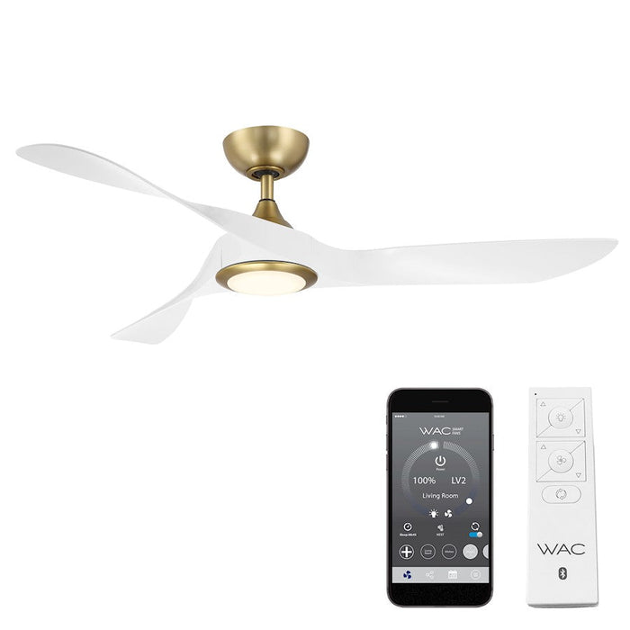 WAC Lighting Swirl 3 Blade LED Ceiling Fan, Brass White/White - F-074L-SB-MW