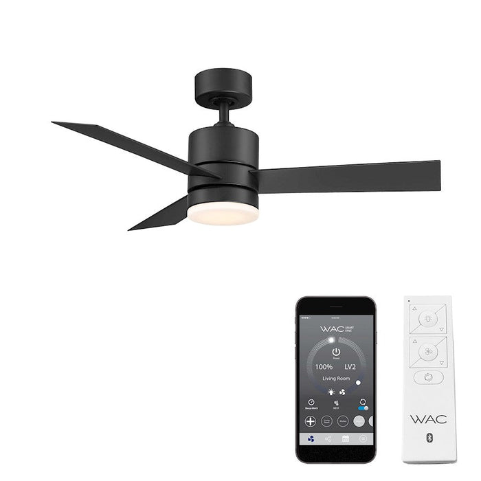 WAC Lighting San Francisco 3 Blade 44" Ceiling Fan, Black/Black - F-083L-MB