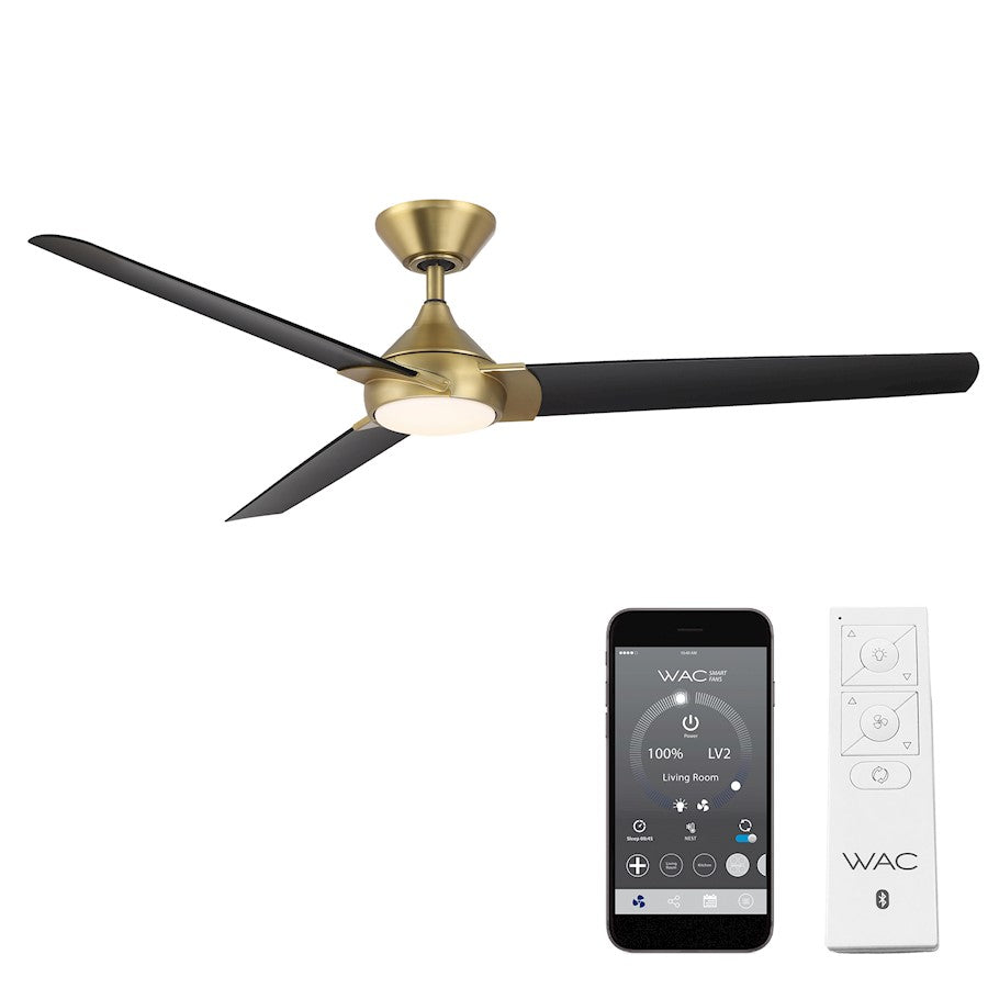 WAC Lighting Zelda 3 Blade LED Ceiling Fan, Brass Black/Black - F-088L-SB-MB