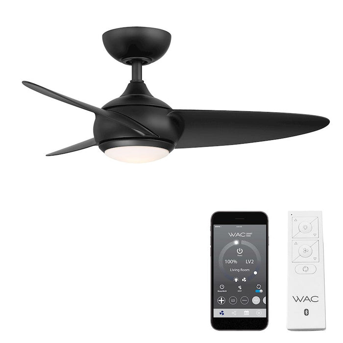 WAC Lighting Loft 3 Blade LED Smart Ceiling Fan, Black/Black - F-094L-MB