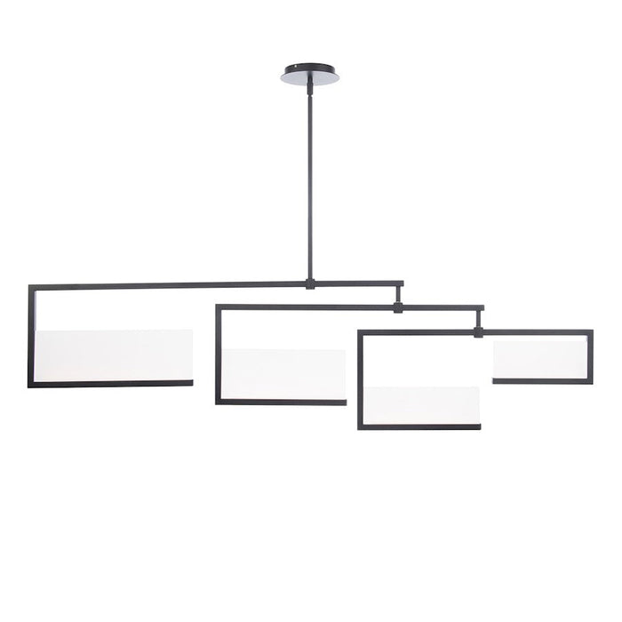 WAC DweLED Quartet 4 Lt 56" LED Linear Pendant 3000K, Black/Etched