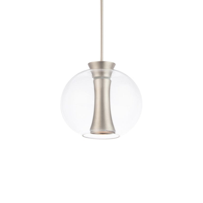 WAC dweLED Echo 1 Light 10" LED Mini Pendant 3000K, Nickel/Glass - PD-41210-BN