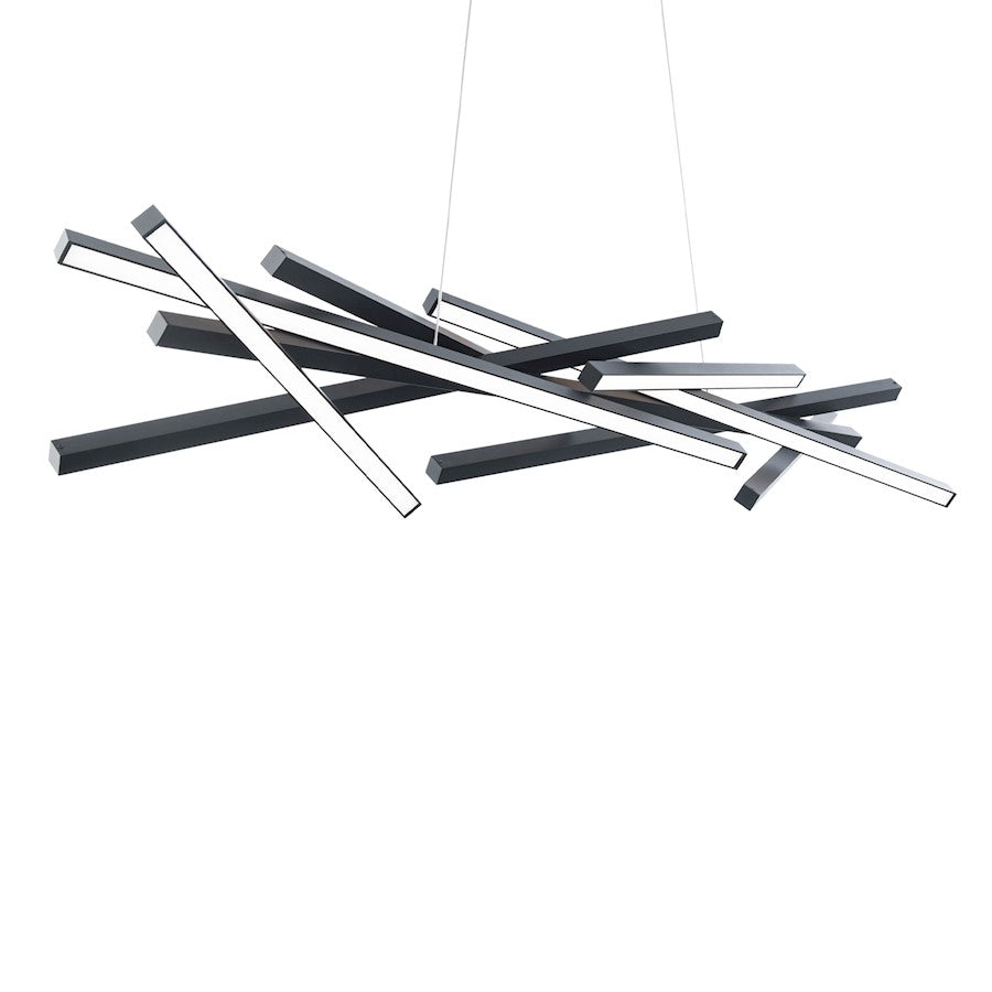 WAC dweLED Parallax 8 Lt 55" LED Linear Pendant 3000K, BK/PC Lens - PD-73155-BK