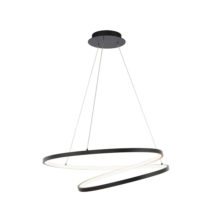 dweLED Marques 28" LED 1 Light Pendant 3000K, Black/White - PD-83128-BK