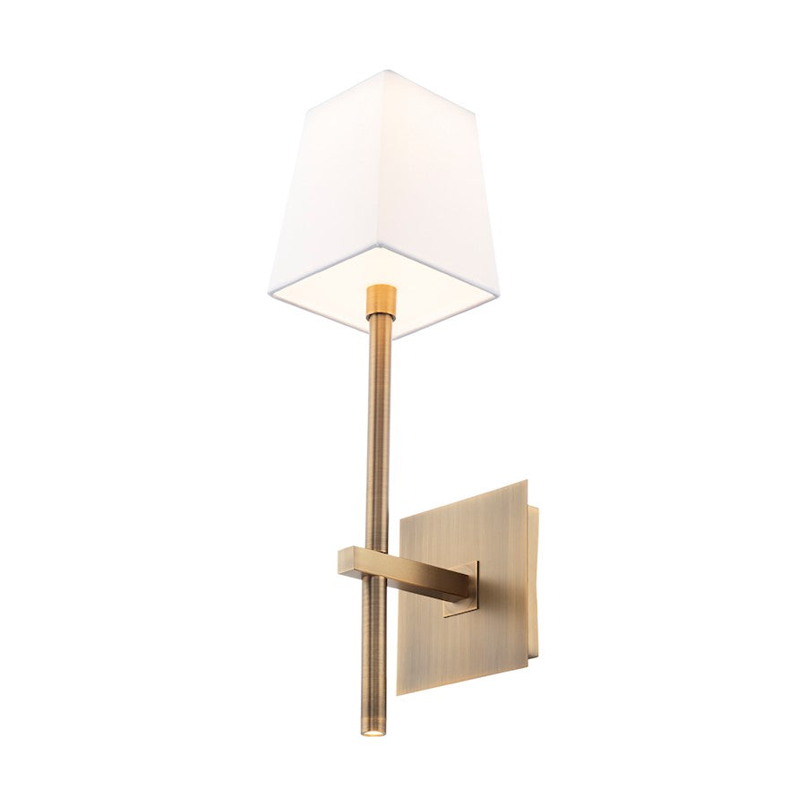 dweLED Seville 21" LED 1 Light Wall Sconce 3000K, Aged Brass/White - WS-28021-AB