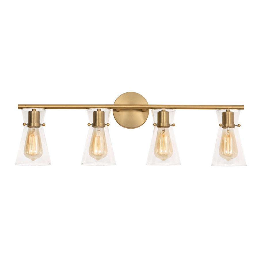 AFX Lighting Amanda 4 Light Vanity, Satin Brass/Clear - AMDV3310MBSB