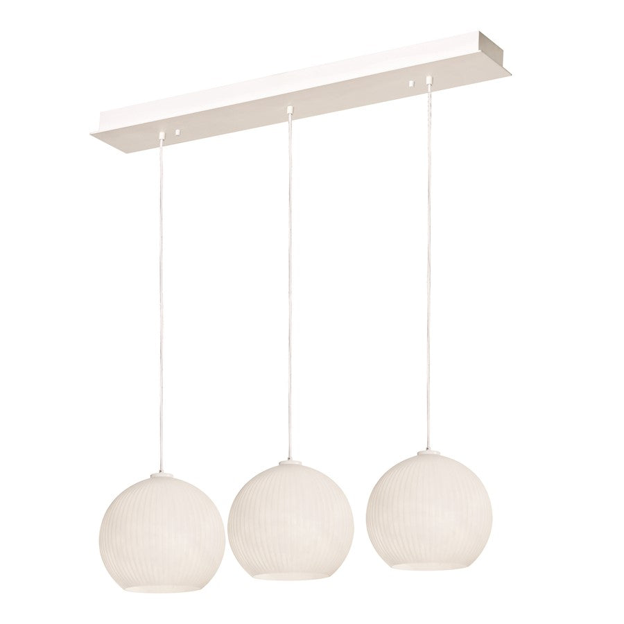 AFX Lighting Cleo 3 Light Linear Pendant, White/White - CLEP13WHLNR3