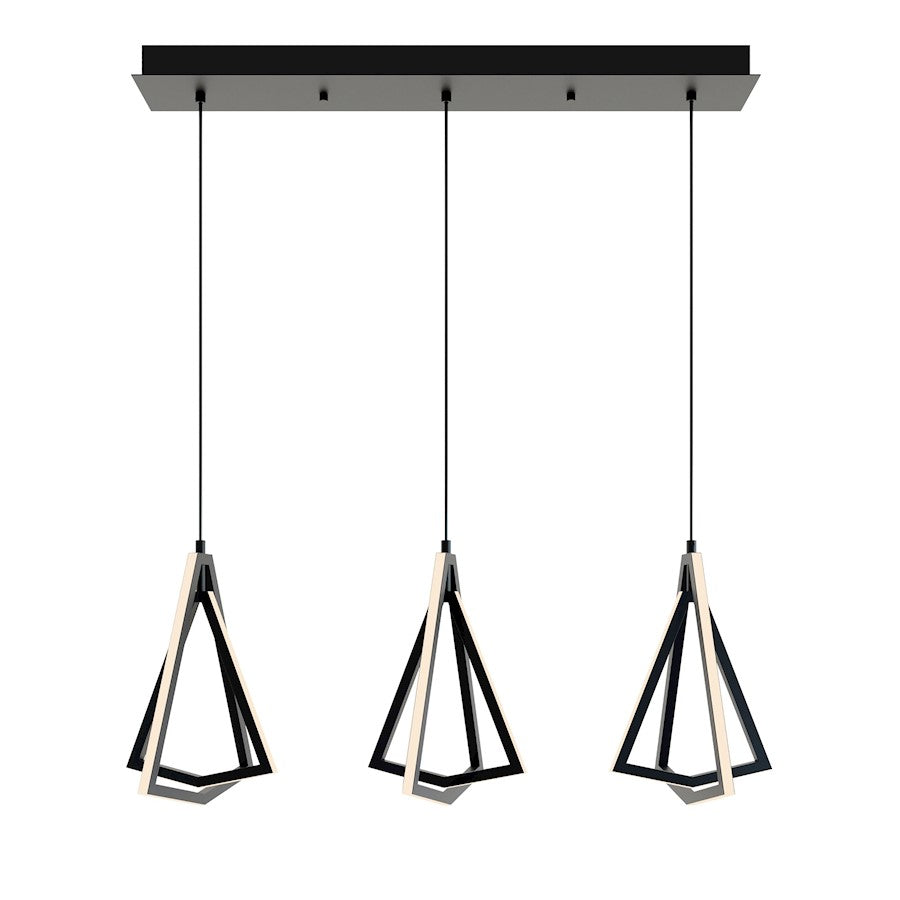 AFX Lighting Gianna 3 Lt Linear Pendant, 3000K/120V, BK/FR - GNAP15L30D1BKLNR3