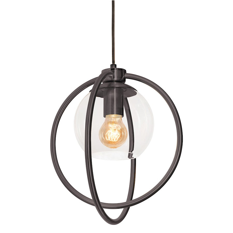 AFX Lighting Jamie 1 Light 12" Pendant, Black/Clear - JAMP12MBBK