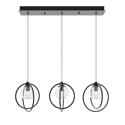 AFX Lighting Jamie 3 Lt Linear Mini-Pendant, 120V, Black/Clear - JAMP12MBBKLNR3