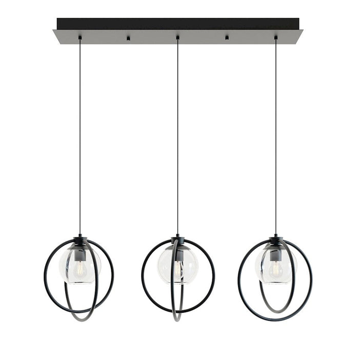 AFX Lighting Jamie 3 Lt Linear Mini-Pendant, 120V, Black/Clear - JAMP12MBBKLNR3