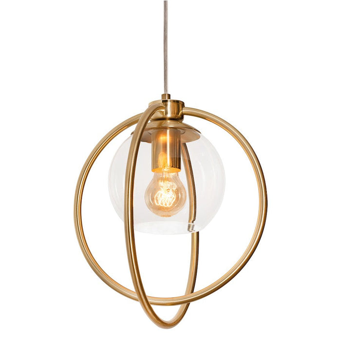 AFX Lighting Jamie 1 Light 12" Pendant, Satin Brass/Clear - JAMP12MBSB