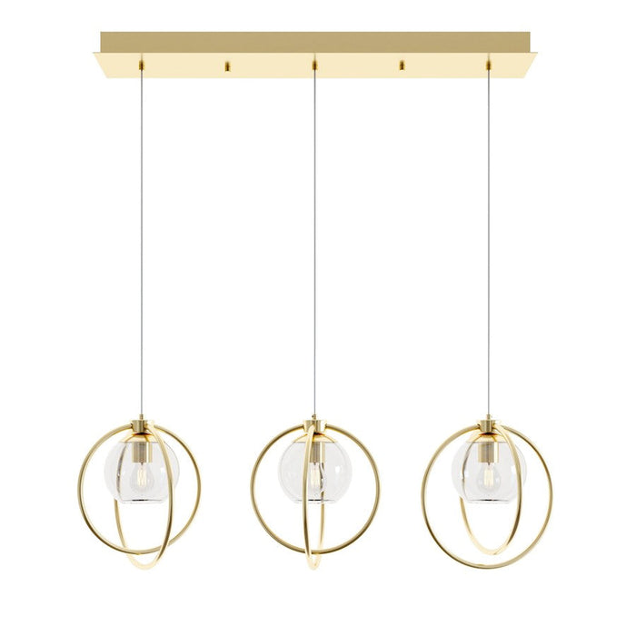 AFX Lighting Jamie 3 Lt Linear Mini-Pendant, 120V, Brass, Clear - JAMP12MBSBLNR3