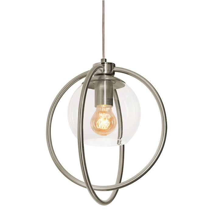 AFX Lighting Jamie 1 Light 12" Pendant, Satin Nickel/Clear - JAMP12MBSN