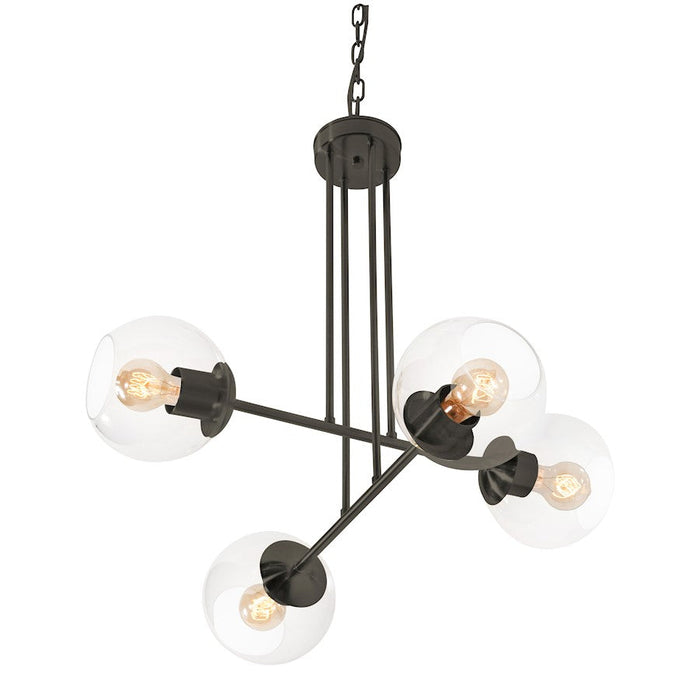 AFX Lighting Jamie 4 Light 25" Pendant, Black/Clear - JAMP25MBBK