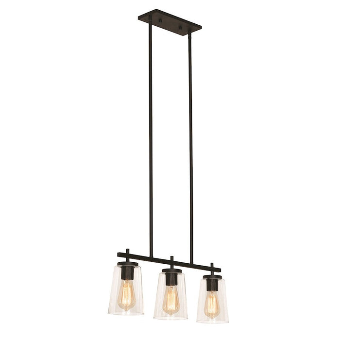 AFX Lighting Joanna 3 Light Linear Pendant, Textured Black/Clear - JNNP0523MBBK