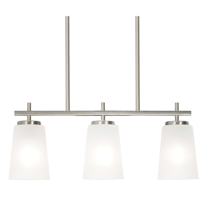 AFX Lighting Joanna 3 Light Linear Pendant, Satin Nickel/White - JNNP0523MBSN