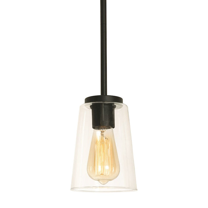 AFX Lighting Joanna 1 Light Pendant, Textured Black/Clear - JNNP05MBBK