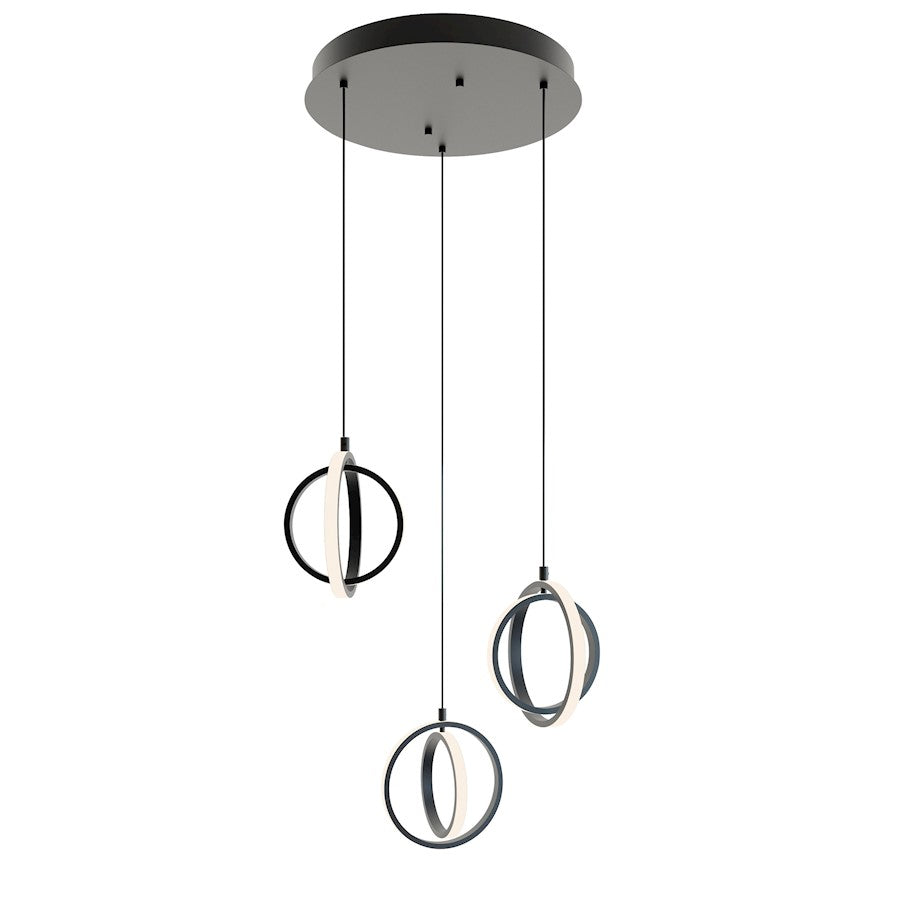 AFX Lighting Lock 3 Light Round Pendant, 120V, Black - LCKP09L30D1BKRND3