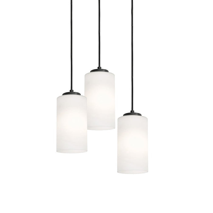 AFX Lighting Leo 3 Light Round Pendant, Black/White - LEOP04MBBKRND3