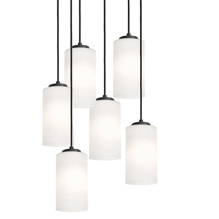 AFX Lighting Leo 6 Light Round Pendant, Black/White - LEOP04MBBKRND6