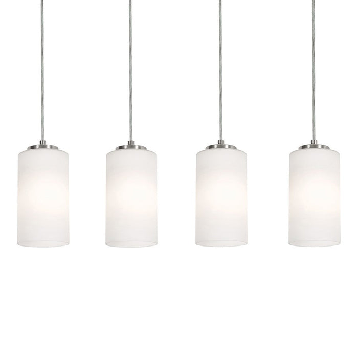 AFX Lighting Leo 4 Light Linear Pendant, Satin Nickel/White - LEOP04MBSNLNR4