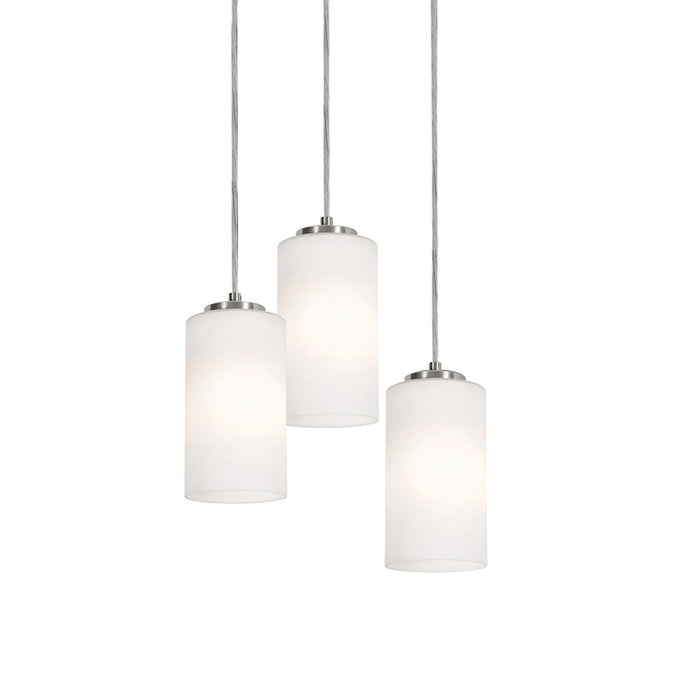 AFX Lighting Leo 3 Light Round Pendant, Satin Nickel/White - LEOP04MBSNRND3