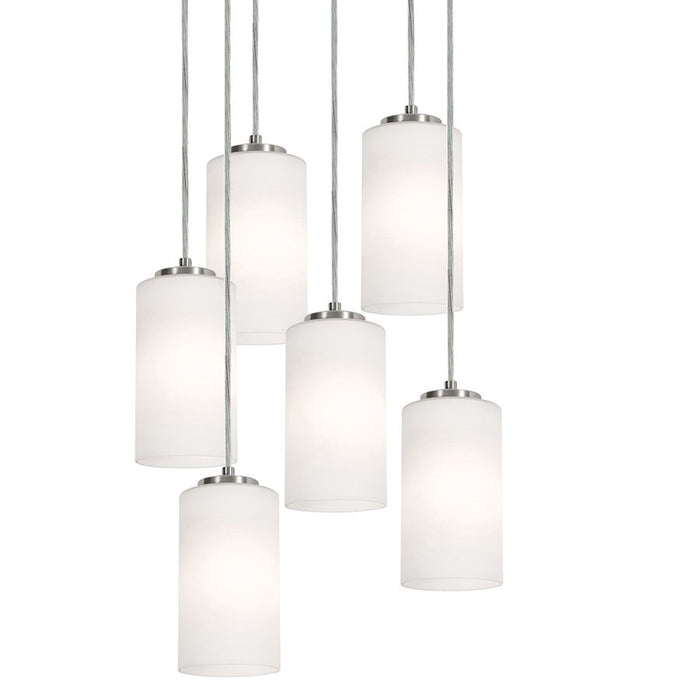 AFX Lighting Leo 6 Light Round Pendant, Satin Nickel/White - LEOP04MBSNRND6