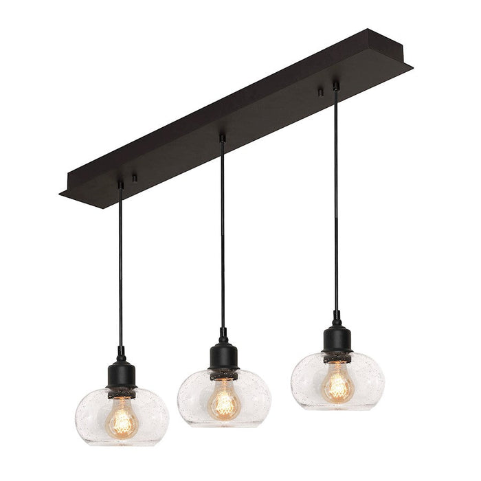 AFX Lighting Laney 3 Light Linear Pendant, 120V, Black/Clear - LNYP07MBBKLNR3