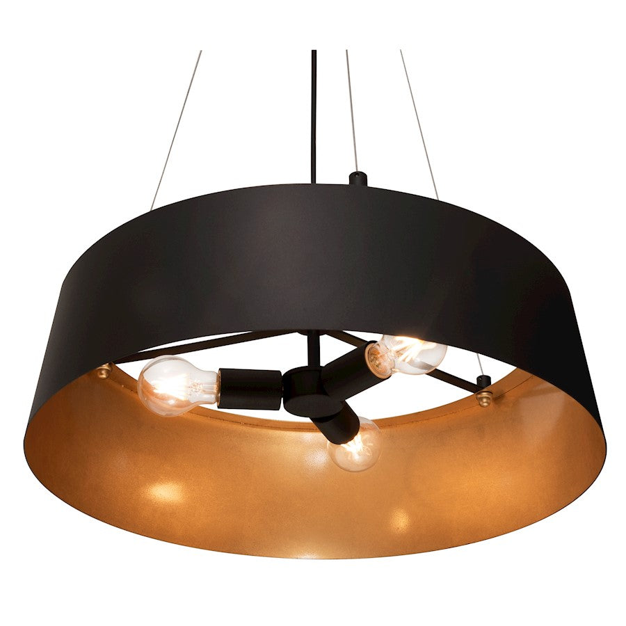 AFX Lighting Lyric 3 Light Pendant, Gold/Black/Gold - LRCP22MBBKGD